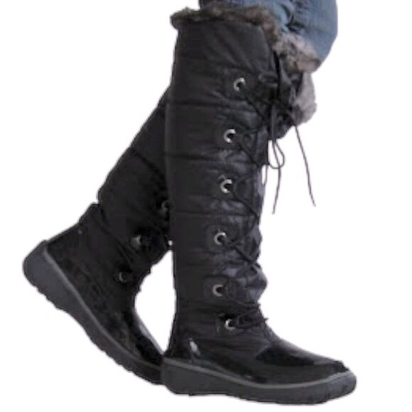 Cougar waterproof tall winter boots Women’s Sz 7 Ringo Star Black Patent - Picture 1 of 15